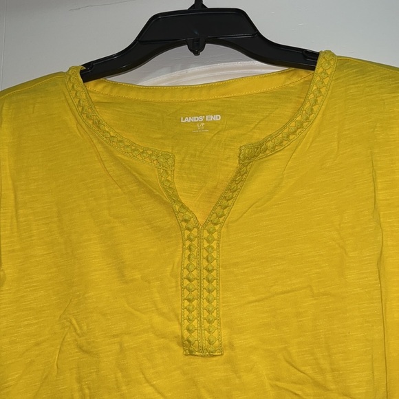 Lands' End Women's 3/4 Sleeve Crochet Hem Tunic Vibrant Sun - Picture 4 of 4